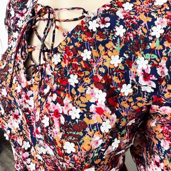 [Modcloth] Ravishing Matters Floral Print Daisy Appliques Maxi Dress Pockets 1X - Picture 11 of 13